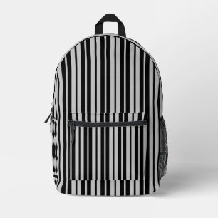 Ash Grey Black Vertical Stripes Pattern Design Printed Backpack
