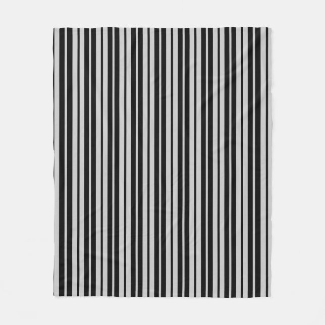 Ash Grey Black Vertical Stripes Pattern Fleece Blanket (Front)