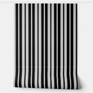 Ash Grey Black Vertical Stripes Pattern Wallpaper