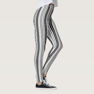 Ash Grey Black White Stripes Pattern   Leggings