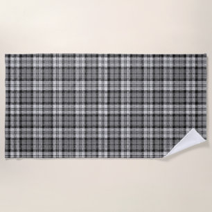Ash Grey Blackwatch Campbell Tartan Plaid Beach Towel