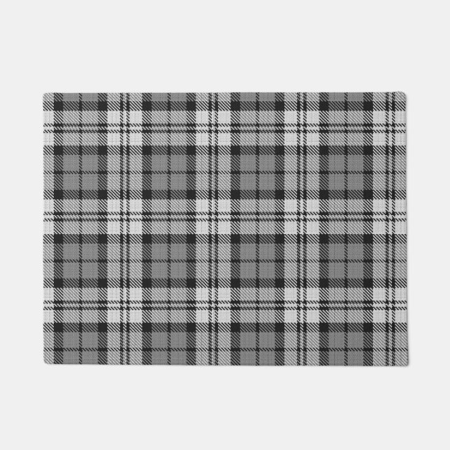 Ash Grey Blackwatch Campbell Tartan Plaid Doormat (Front)