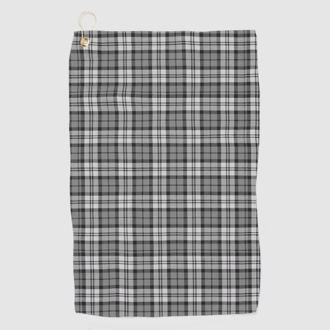 Ash Grey Blackwatch Campbell Tartan Plaid Golf Towel (Front)
