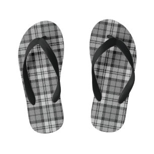 Ash Grey Blackwatch Campbell Tartan Plaid Kid's Flip Flops