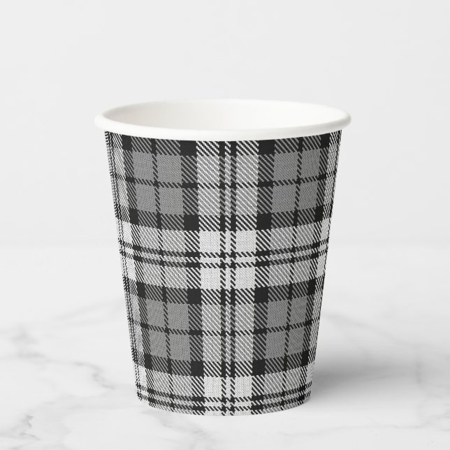 Ash Grey Blackwatch Campbell Tartan Plaid Paper Cups (Front)