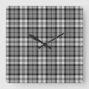 Ash Grey Blackwatch Campbell Tartan Plaid Square Wall Clock