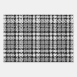 Ash Grey Blackwatch Campbell Tartan Plaid Wrapping Paper Sheet