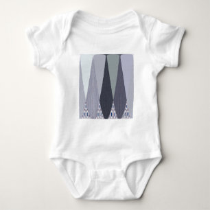 Ash Grey Chevron Dots Art Print Baby Bodysuit