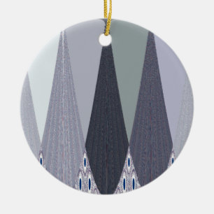 Ash Grey Chevron Dots Art Print Ceramic Ornament