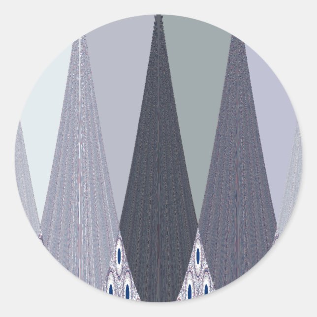 Ash Grey Chevron Dots Art Print Classic Round Sticker (Front)