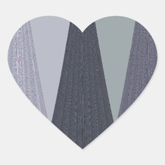 Ash Grey Chevron Dots Art Print Heart Sticker (Front)