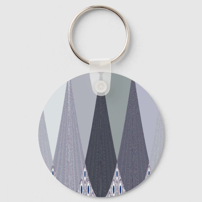 Ash Grey Chevron Dots Art Print Keychain (Front)
