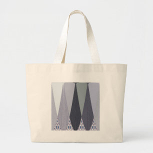 Ash Grey Chevron Dots Art Print Large Tote Bag