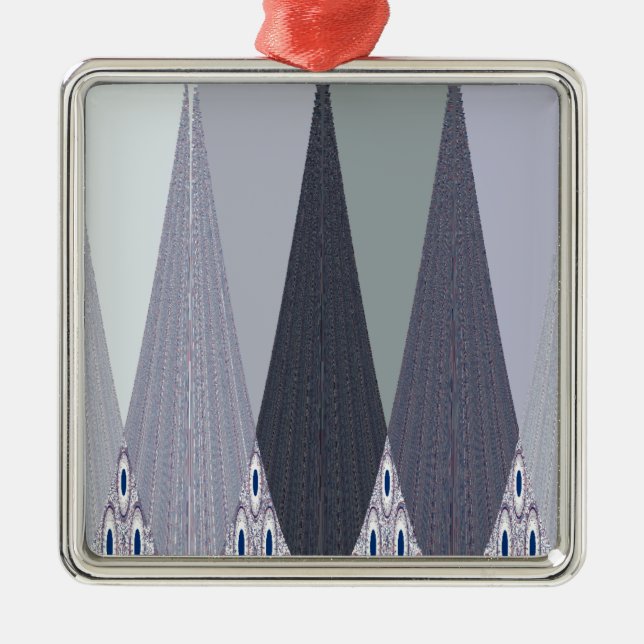 Ash Grey Chevron Dots Art Print Metal Ornament (Front)
