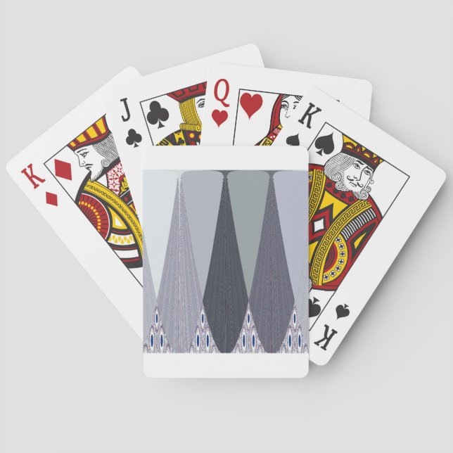 Ash Grey Chevron Dots Art Print Playing Cards (Back)