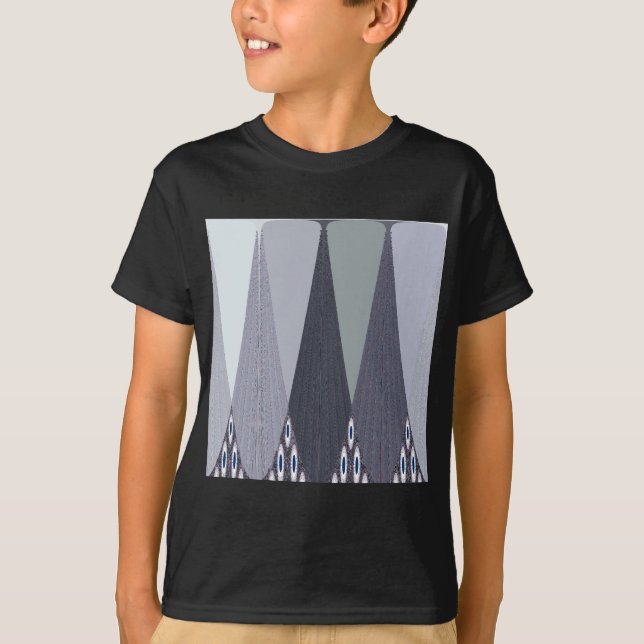 Ash Grey Chevron Dots Art Print T-Shirt (Front)