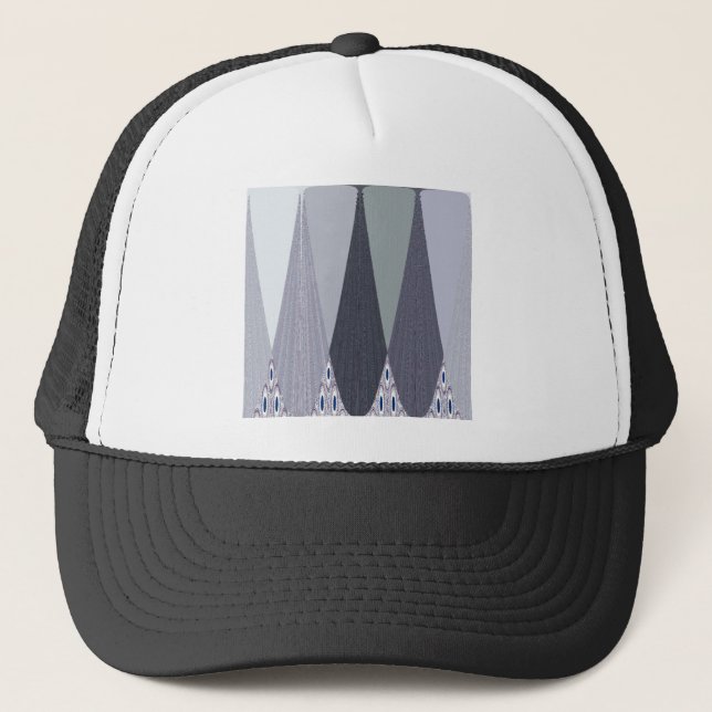 Ash Grey Chevron Dots Art Print Trucker Hat (Front)