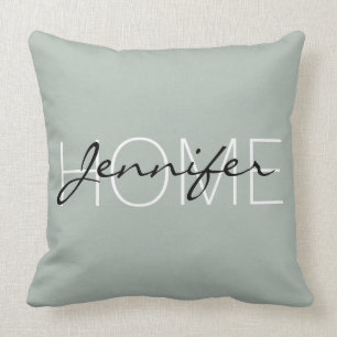 Ash grey colour home monogram throw pillow
