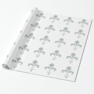 Ash Grey Fleur de lis Wrapping Paper