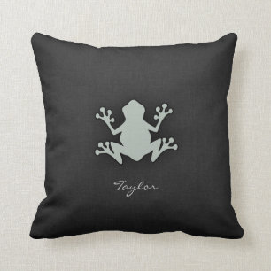 Ash Grey Frog Throw Pillow