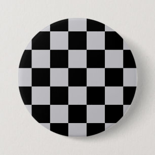 Ash Grey Grey Chequered Pattern Design 3 Inch Round Button