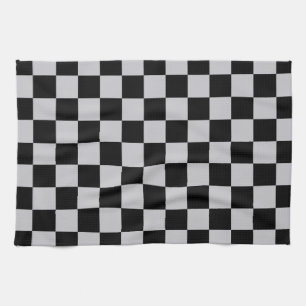 Ash Grey Grey Chequered Pattern Design Kitchen Towel