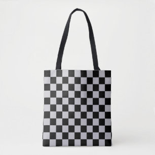 Ash Grey Grey Chequered Pattern Design Tote Bag