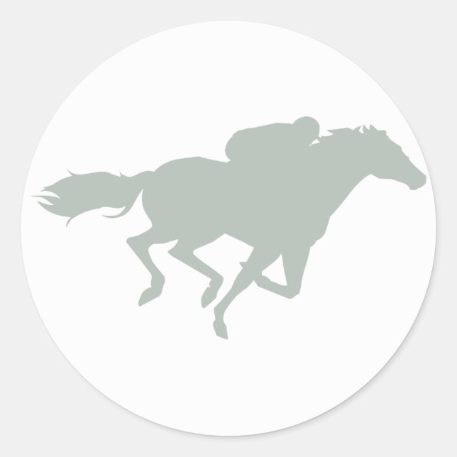 Ash Grey Horse Racing Classic Round Sticker (Front)