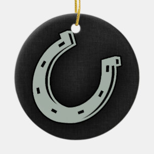 Ash Grey Horseshoe Ceramic Ornament