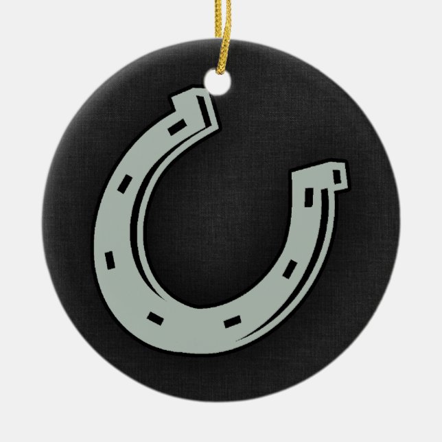 Ash Grey Horseshoe Ceramic Ornament (Front)
