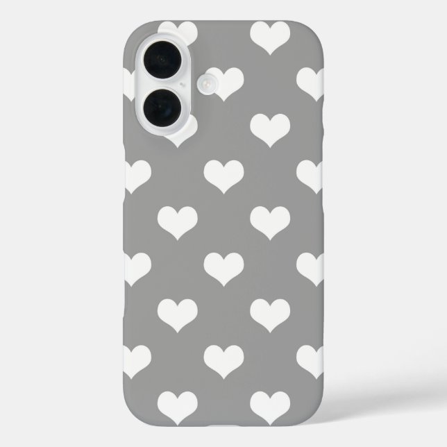 Ash Grey Love Heart Pattern Design  Case-Mate iPhone Case (Back)