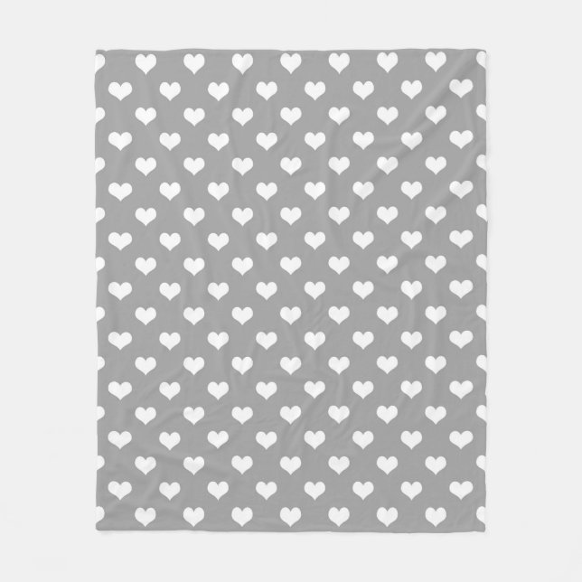 Ash Grey Love Heart Pattern Design  Fleece Blanket (Front)