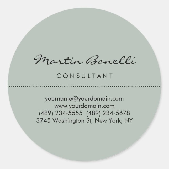 Ash Grey Minimalist Modern Plain Classic Round Sticker (Front)