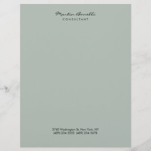 Ash Grey Modern Minimalist Plain Letterhead