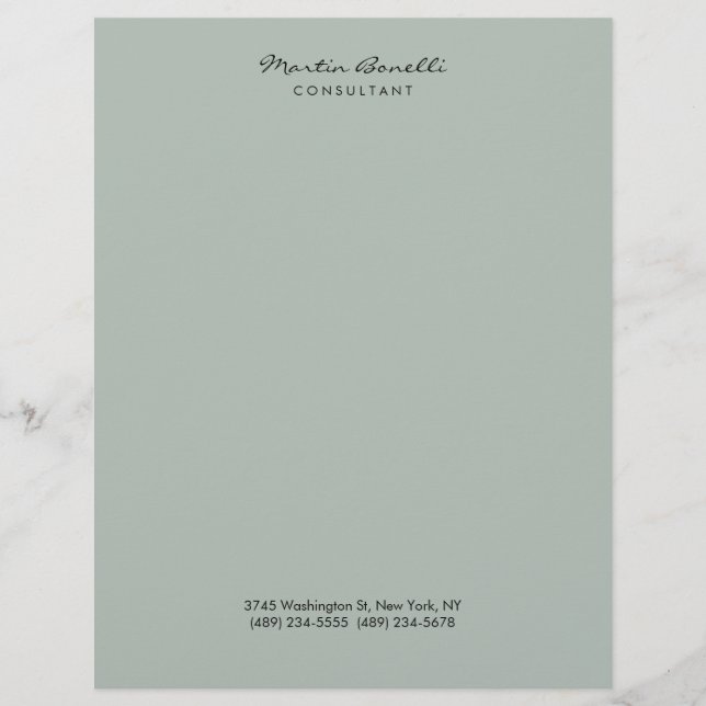 Ash Grey Modern Minimalist Plain Letterhead (Front)