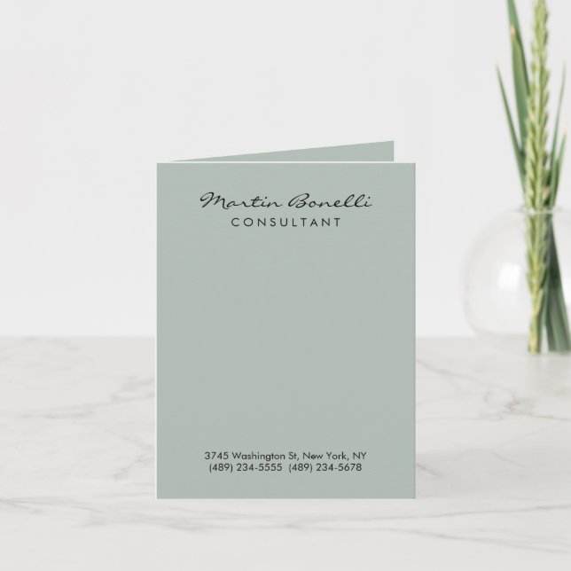 Ash Grey Modern Minimalist Plain Note Card (Front)