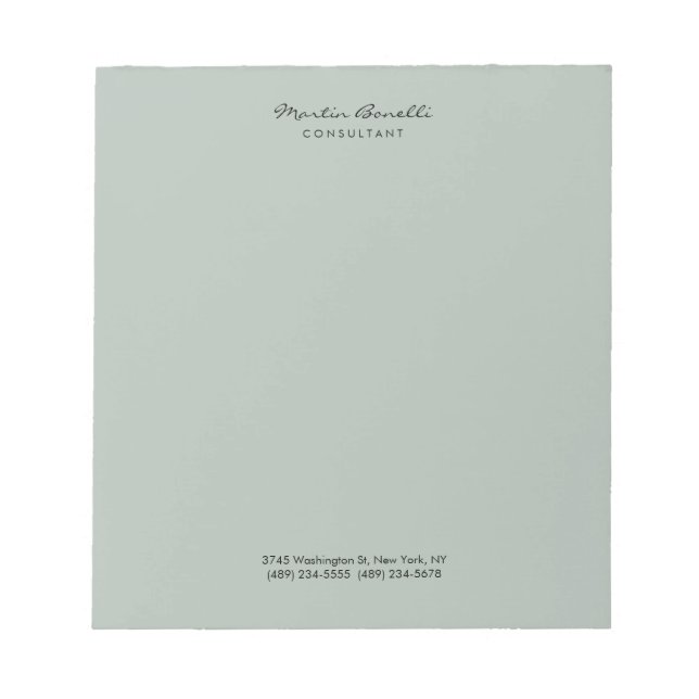 Ash Grey Modern Minimalist Plain Notepad (Front)
