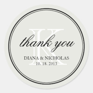 Ash grey personalized thank you wedding favour classic round sticker