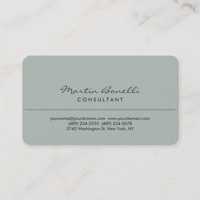 Ash Grey Rounded Corner Consultant Business Card (Front)