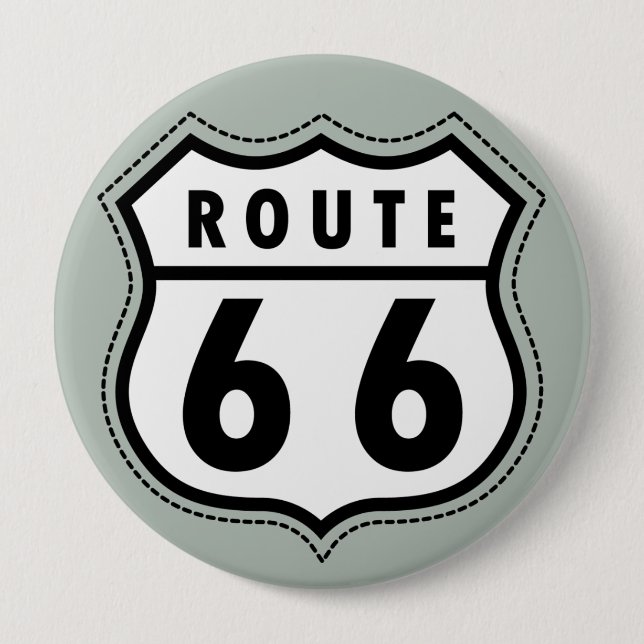 Ash Grey Route 66 Road sign 4 Inch Round Button (Front)