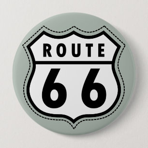 Ash Grey Route 66 Road sign 4 Inch Round Button