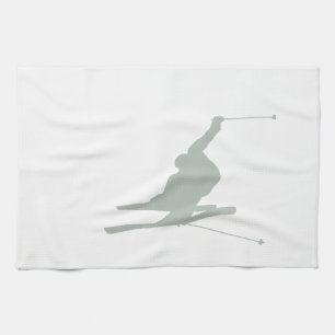 Ash Grey Snow Ski Kitchen Towel