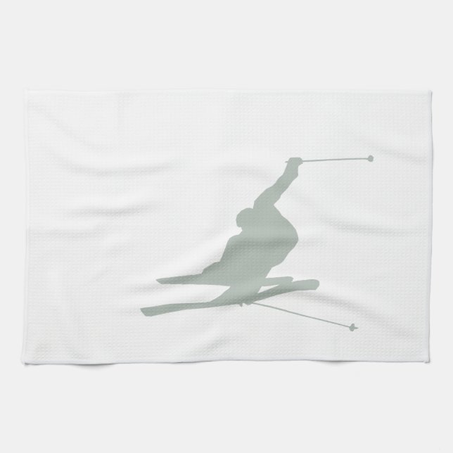 Ash Grey Snow Ski Kitchen Towel (Horizontal)