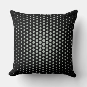 Ash grey Techno Dots Modern Black Throw Pillow