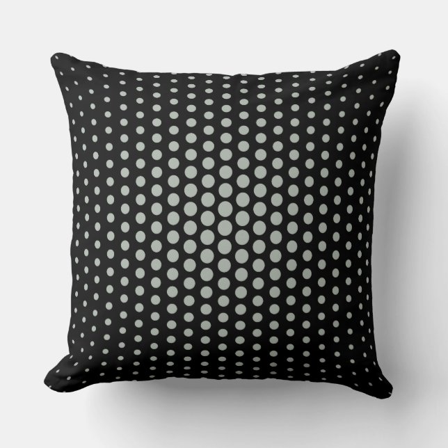Ash grey Techno Dots Modern Black Throw Pillow (Front)