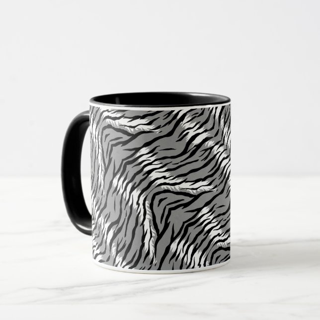 Ash Grey Tiger Skin Pattern Design  Mug (Front Left)