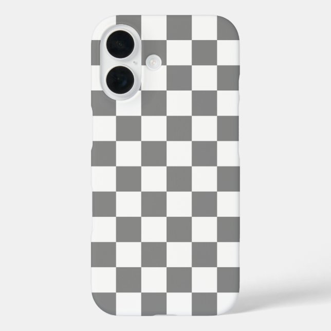 Ash Grey White Chequered Check Pattern Case-Mate iPhone Case (Back)