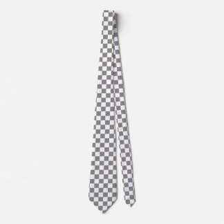 Ash Grey White Chequered Check Pattern Tie