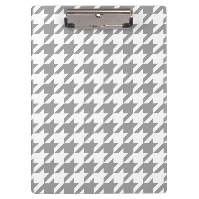 Ash Grey white Houndstooth Check Clipboard (Front)