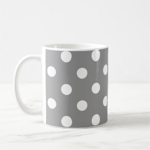 Ash Grey White Polka Dots Design Coffee Mug